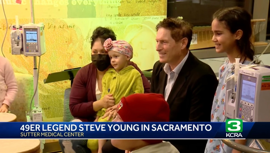 NFL legend Steve Young visits Sophie's Place, offering music therapy for pediatric patients